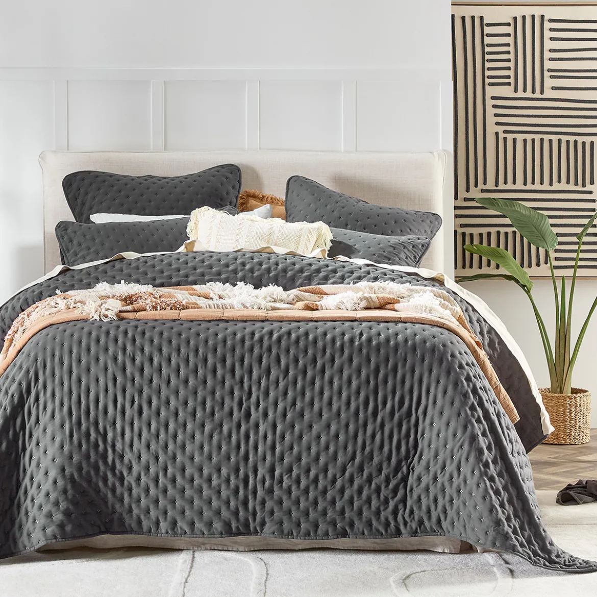 Abel Cloud Charcoal Coverlet Set