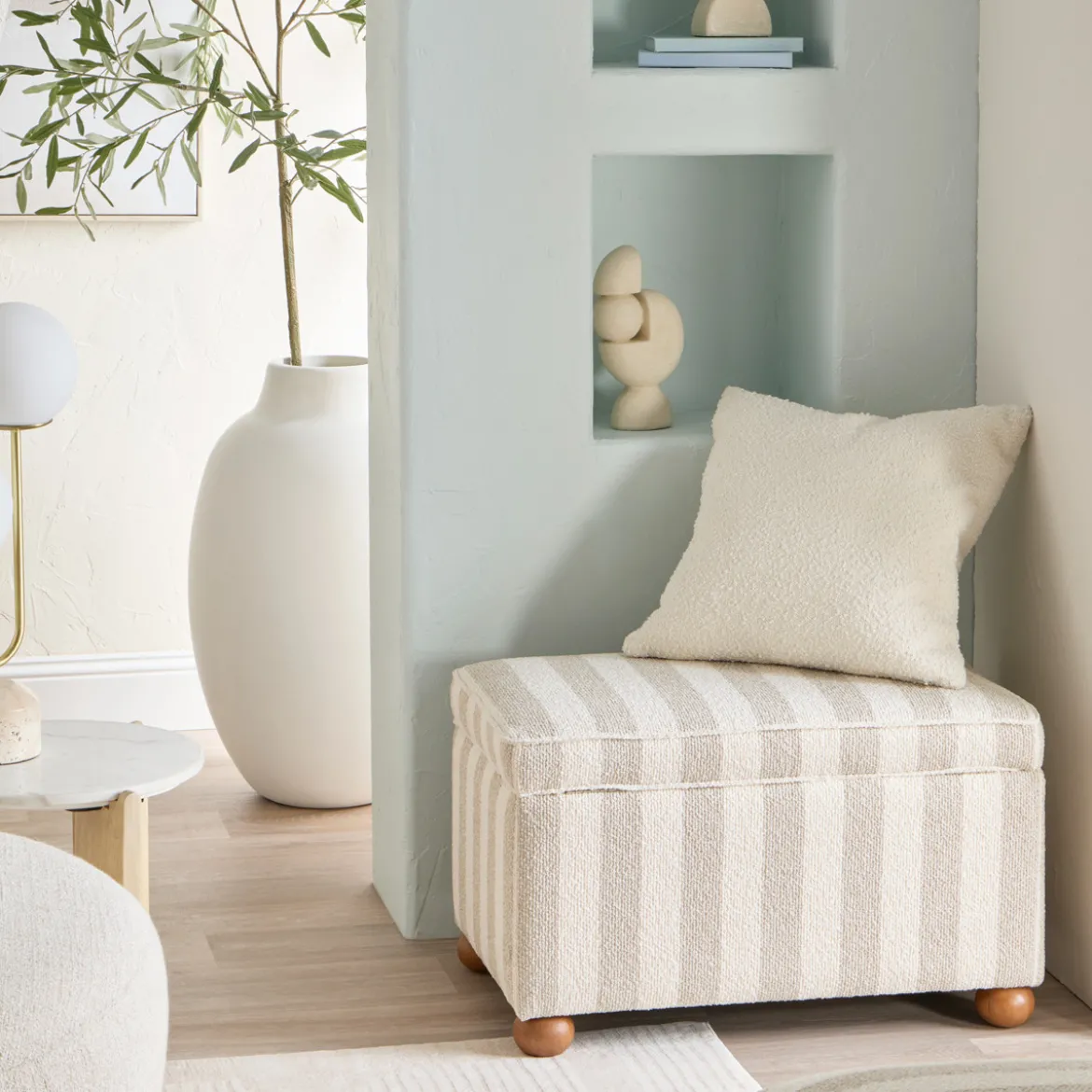 Adeline Stripe Storage Ottoman