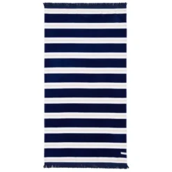 Aegean Navy Stripe Large Beach Towel