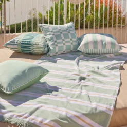 Aegean Sage/Melon Stripe Large Beach Towel