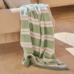 Aegean Sage/Melon Stripe Large Beach Towel