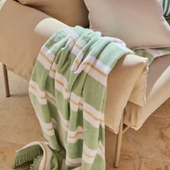 Aegean Sage/Melon Stripe Large Beach Towel
