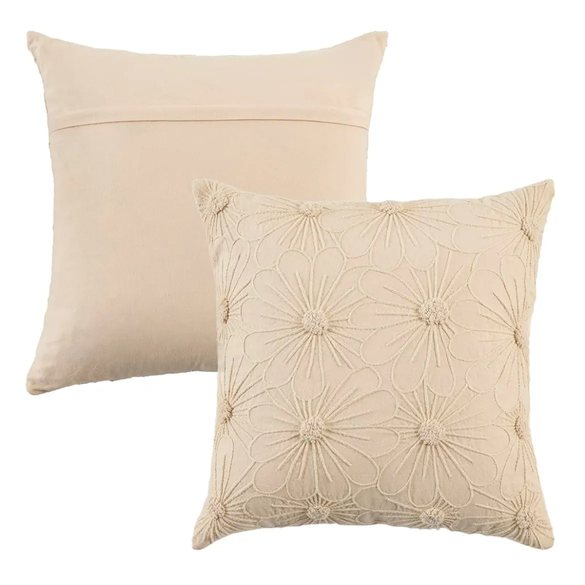 Aki Embroidered Floral Cushion