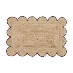 Aria Scalloped Brown Jute Indoor Mat