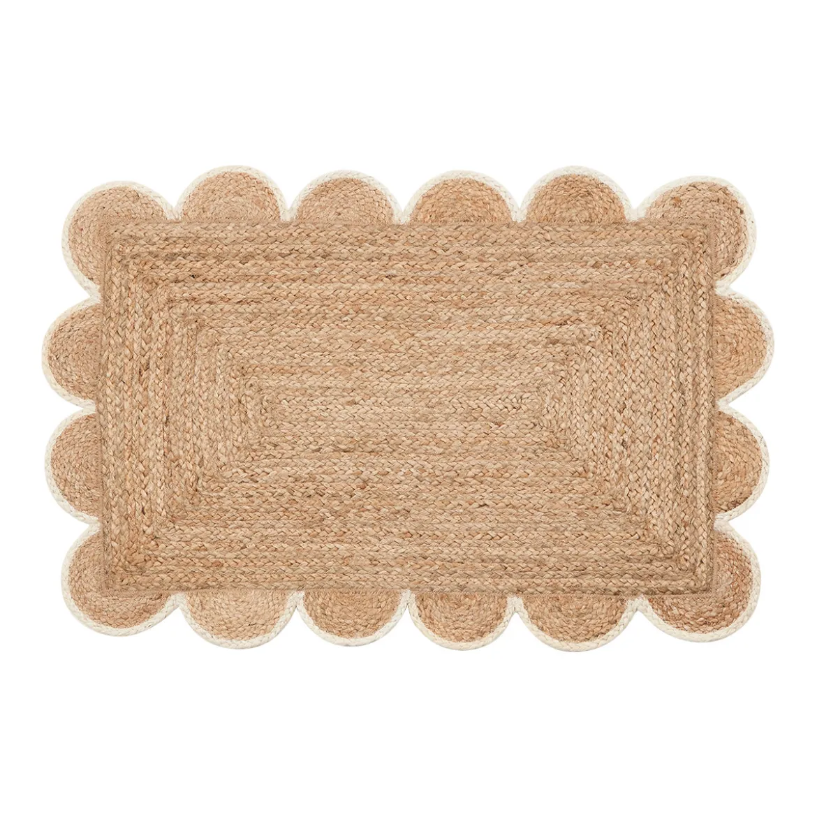 Aria Scalloped Natural/White Jute Indoor Mat