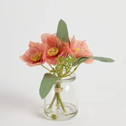 Artificial Mini Poppy Bouquet in Vase