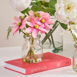Artificial Pink Mini Cosmos Bouquet in Vase