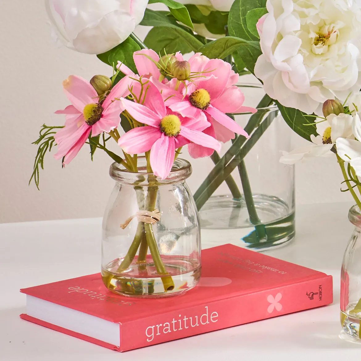 Artificial Pink Mini Cosmos Bouquet in Vase