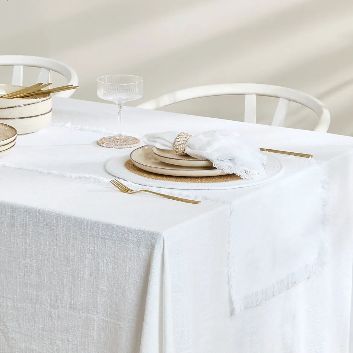 Ashra Fringed Cotton Table Runner