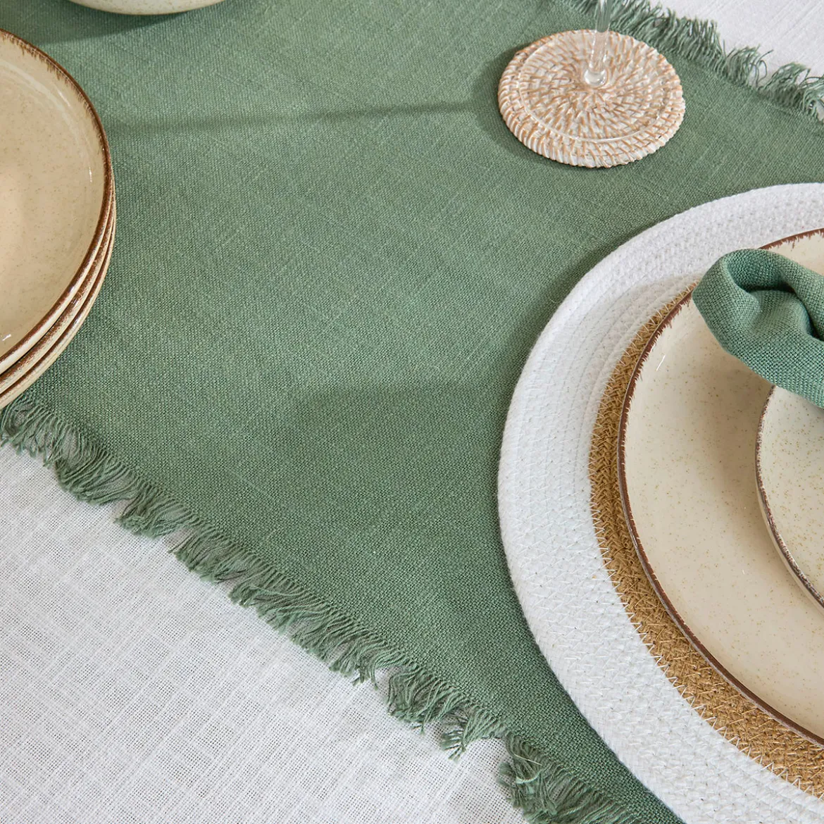 Ashra Fringed Cotton Table Runner
