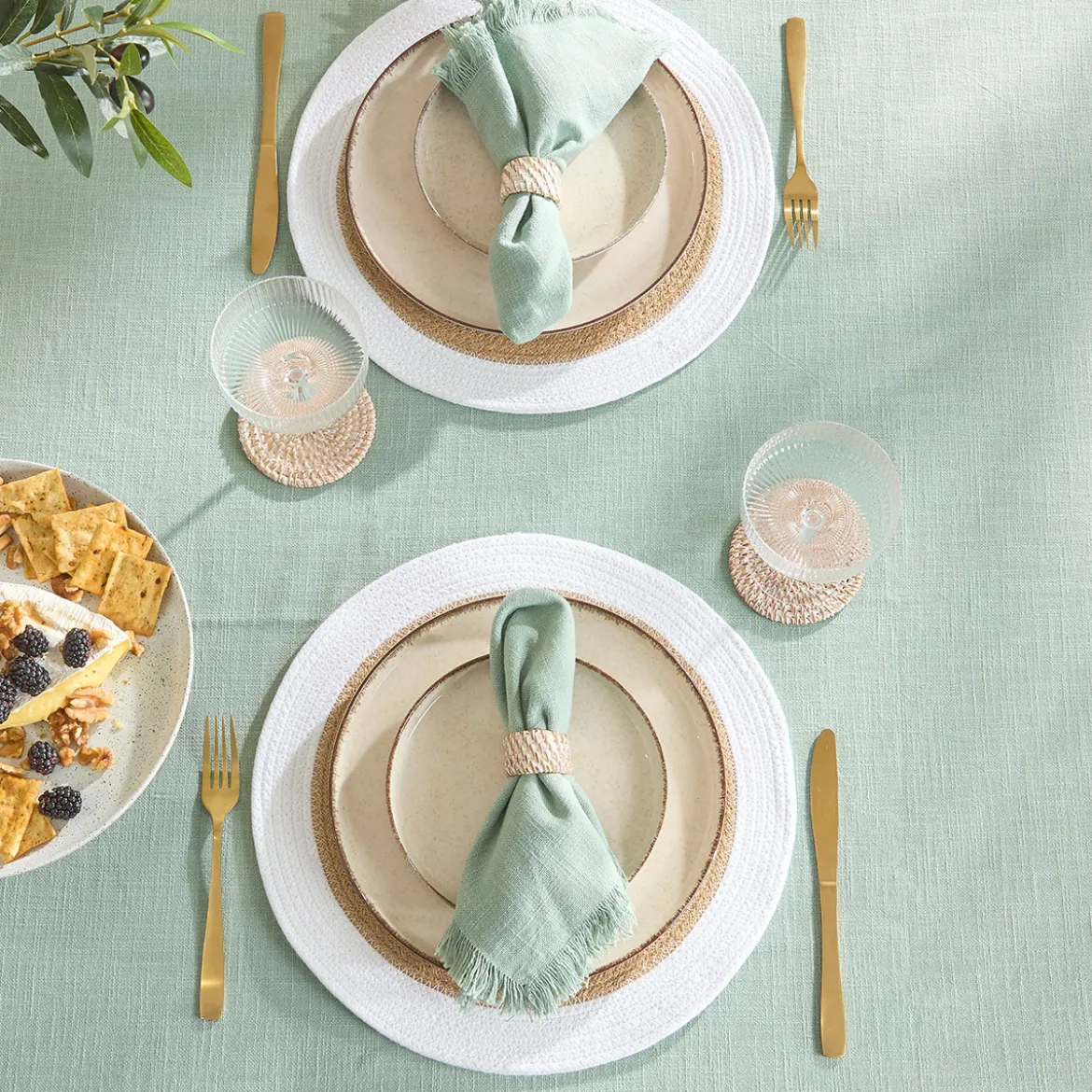 Ashra Jadeite Fringed Cotton Napkin