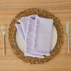 Ashra Lilac Fringed Napkin Set of 4
