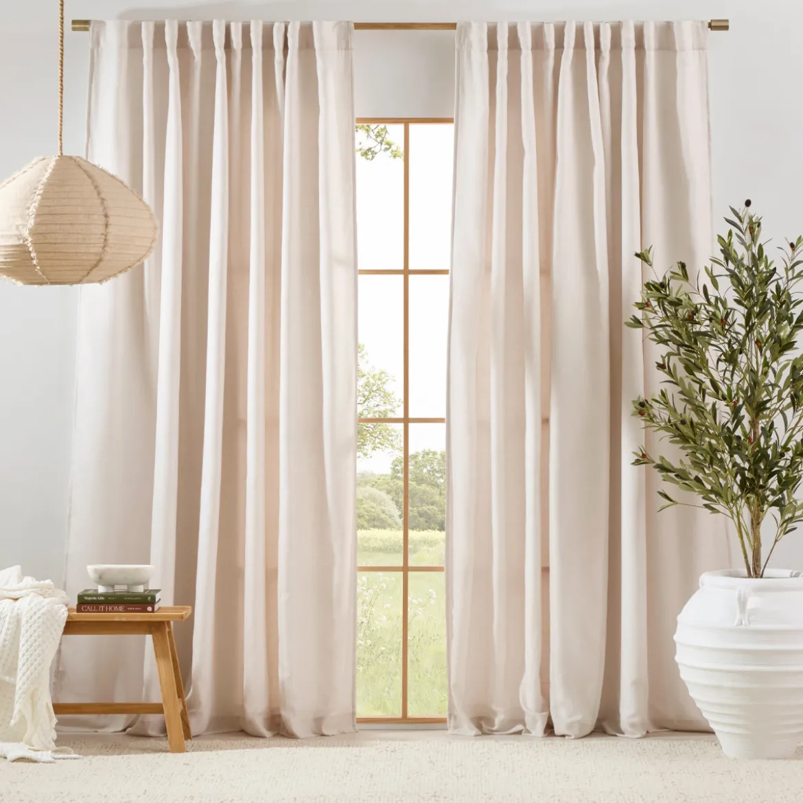 Aspen Light Natural Room Darkening Curtain Set 2