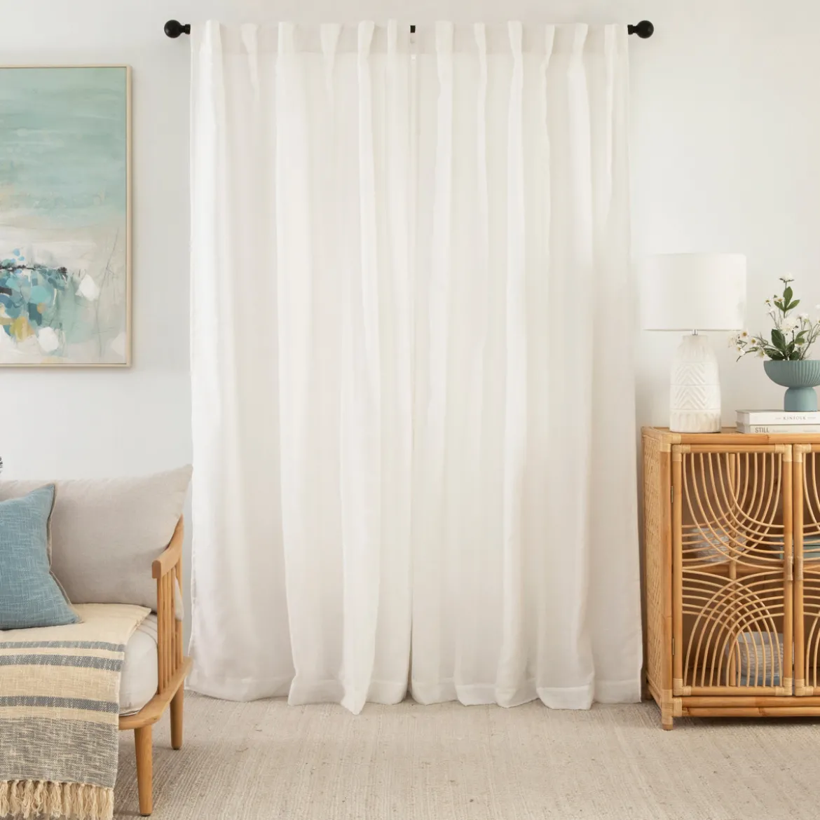 Aspen White Room Darkening Curtains Set of 2