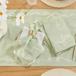 Aubrey Bow Embroidered Table Runner