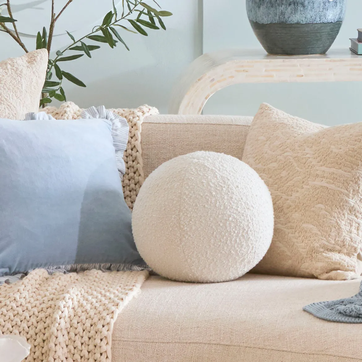 Ava Ball Boucle Cushion