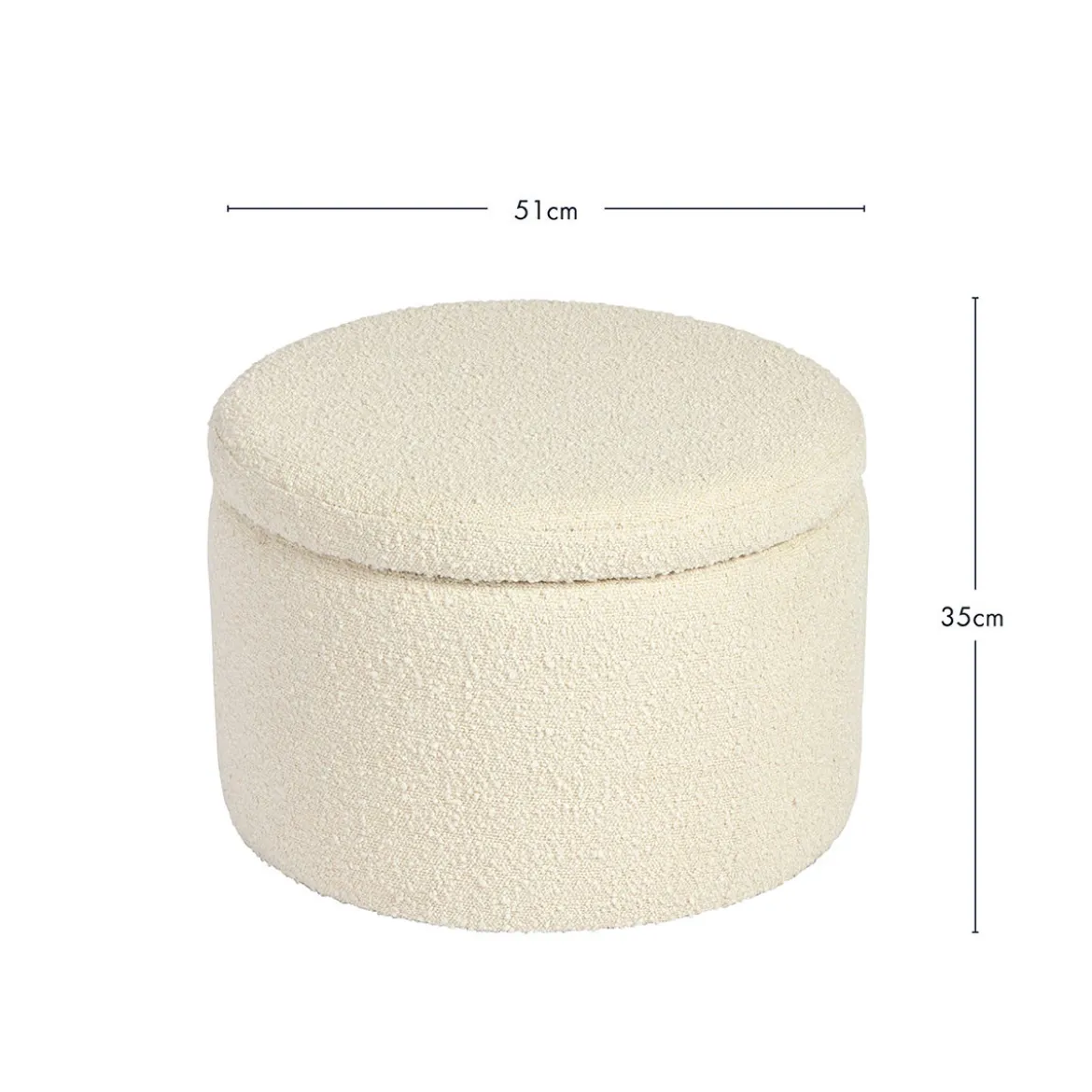 Avalon Boucle White Storage Ottoman