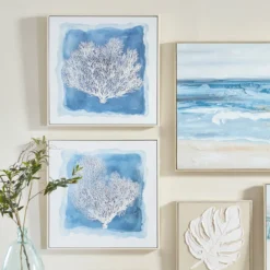 Azure Coral Textured Wall Art
