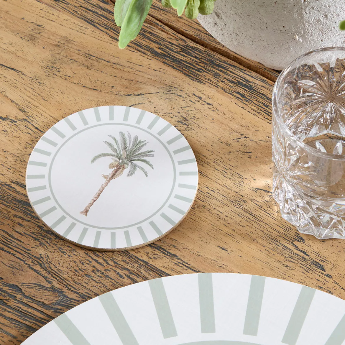 Bangalow Green Palm Cork Coaster Set of 6