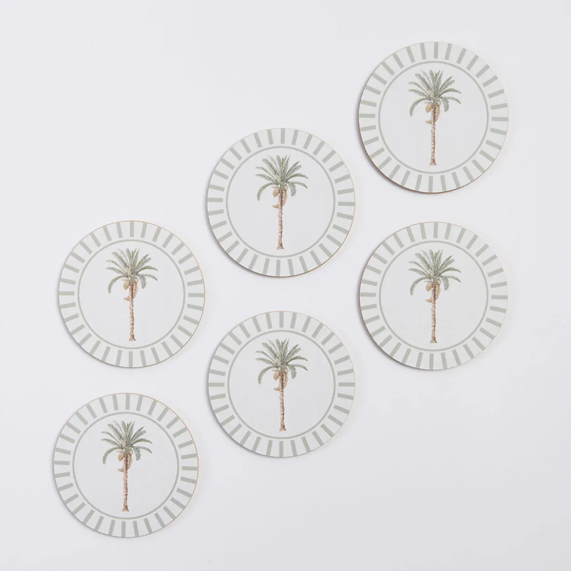 Bangalow Green Palm Cork Coaster Set of 6
