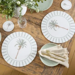 Bangalow Green Palm Cork Coaster Set of 6