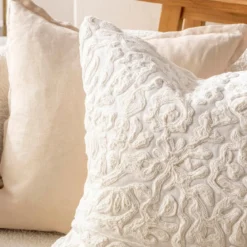 Belize Embroidered Chenille Feather Cushion