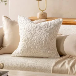 Belize Embroidered Chenille Feather Cushion