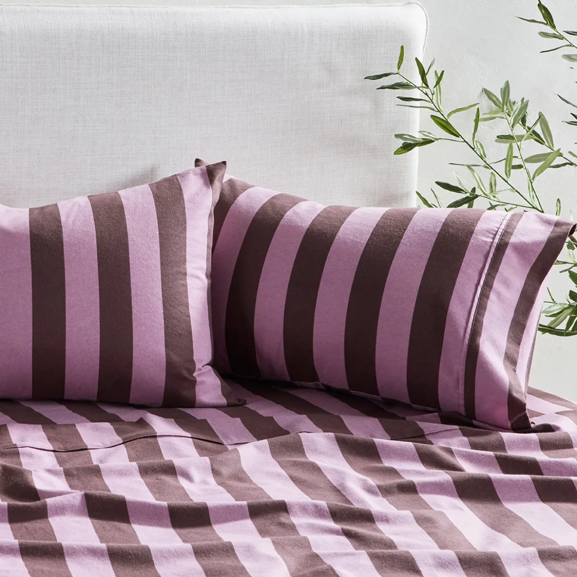 Berry Stripe Cotton Flannelette Sheet Set