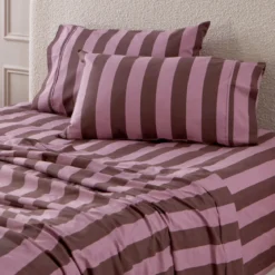 Berry Stripe Cotton Flannelette Sheet Set