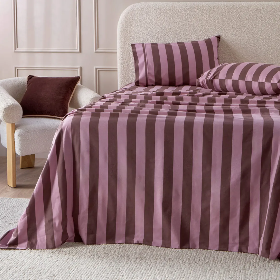 Berry Stripe Cotton Flannelette Sheet Set
