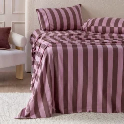 Berry Stripe Cotton Flannelette Sheet Set