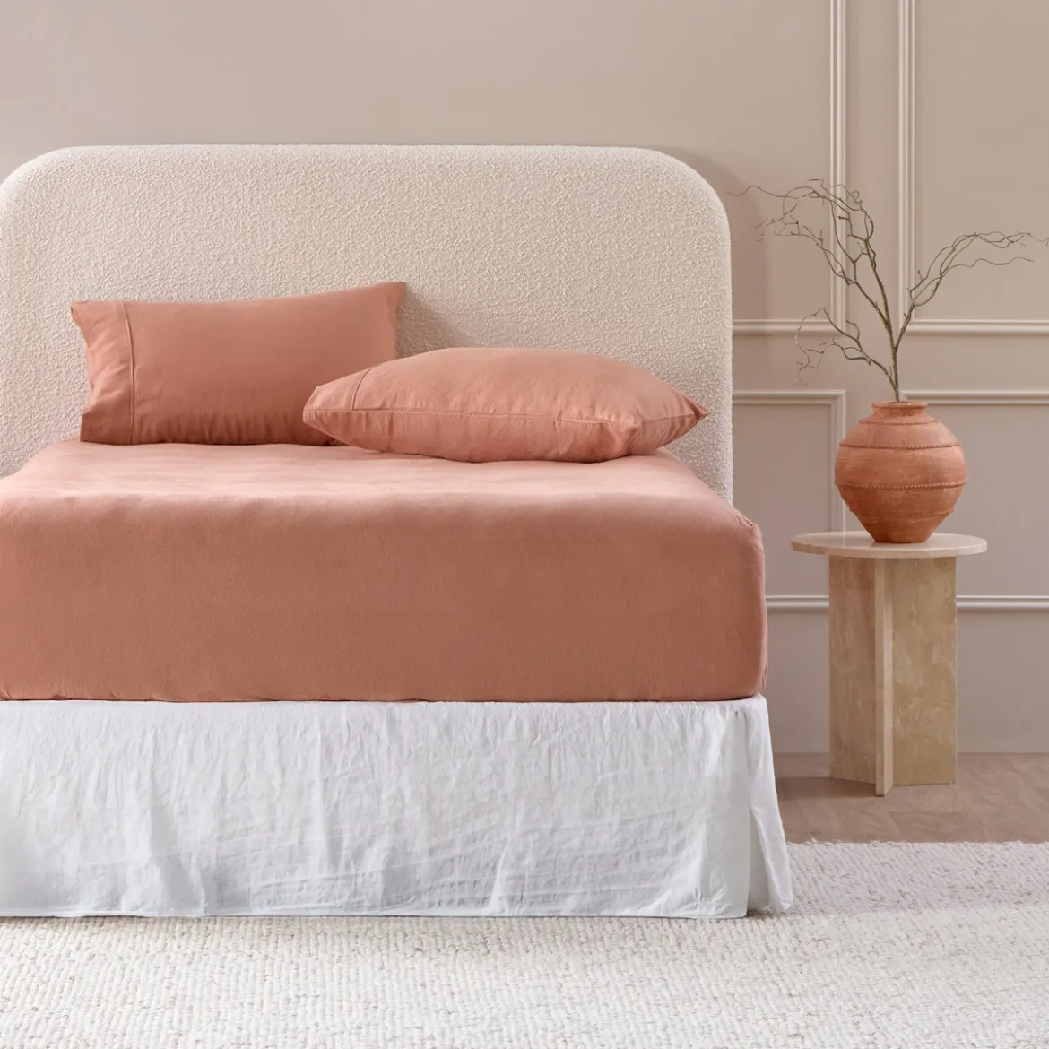Caramel Cotton Flannelette Fitted Sheet