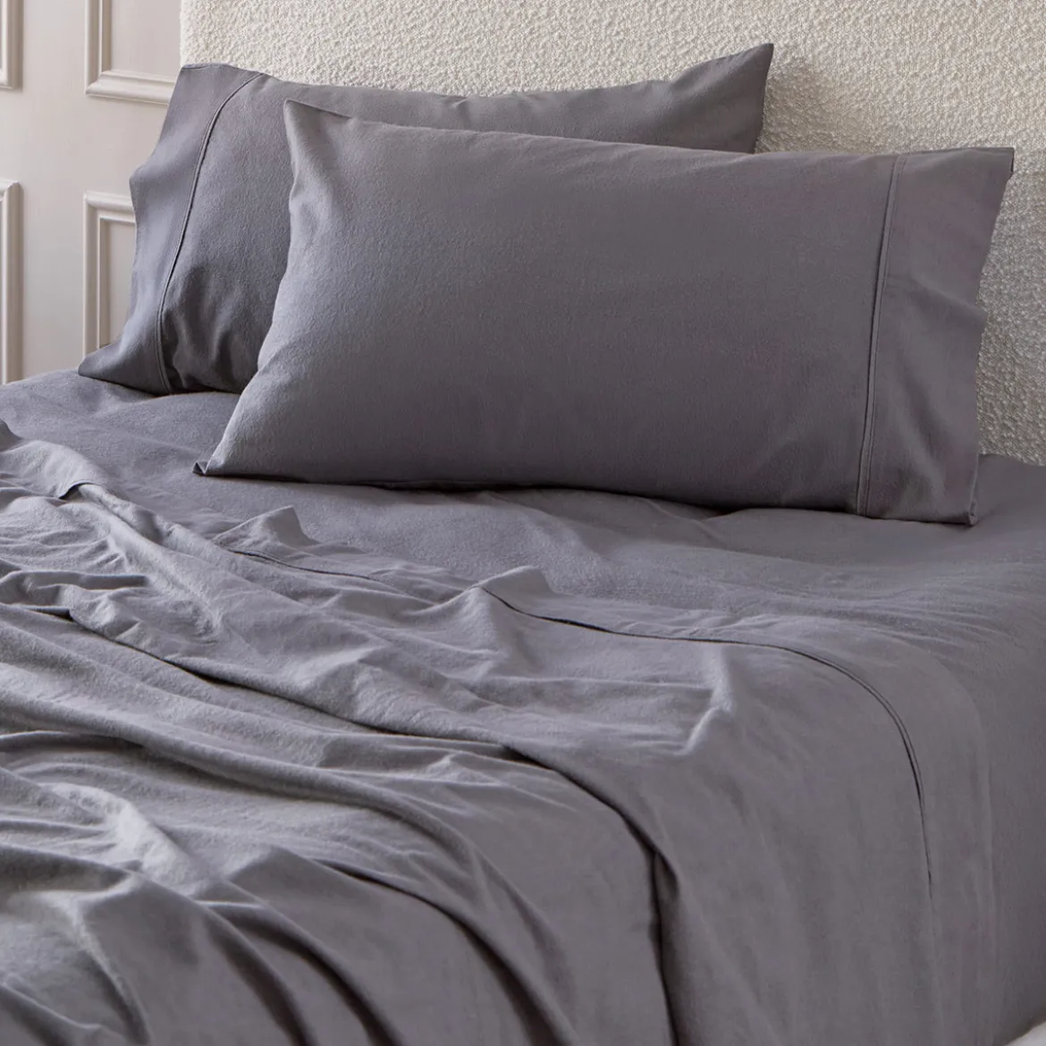 Charcoal Cotton Flannelette Sheet Set
