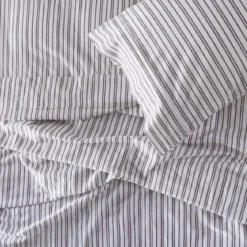 Charcoal Stripe Cotton Flannelette Sheet Set
