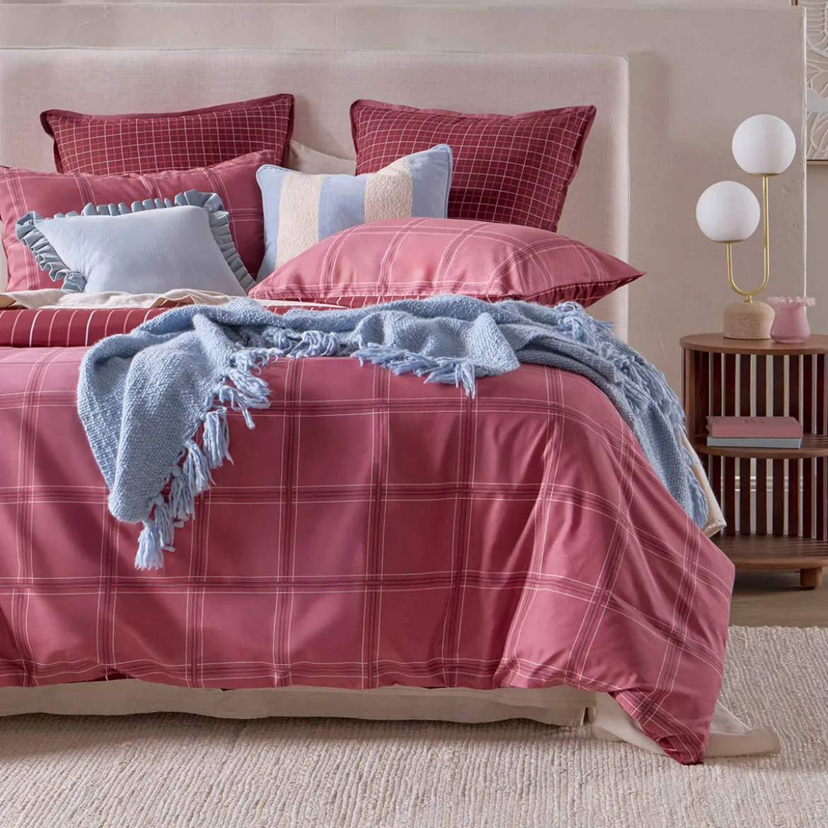 Charli Reversible Check/Stripe Quilt Cover Set