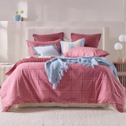 Charli Reversible Check/Stripe Quilt Cover Set