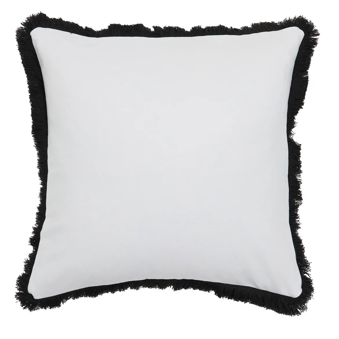 Chester White/Black Fringed Feather Cushion