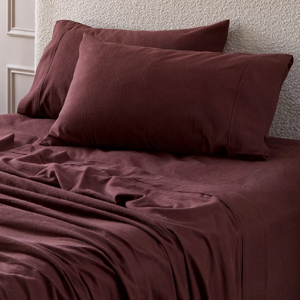 Chocolate Cotton Flannelette Sheet Set