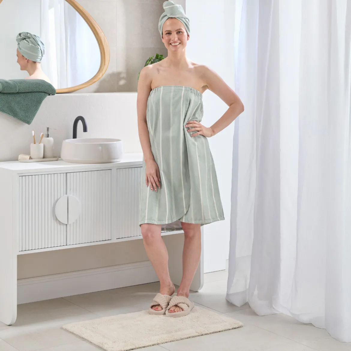 Cora Sage Microfibre Towel Wrap Range