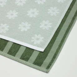 Daisy Green Tea Towel Set of 2