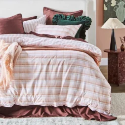 Daisy Reversible Check/Stripe Quilt Cover Set
