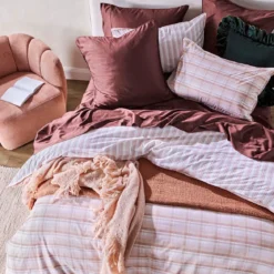 Daisy Reversible Check/Stripe Quilt Cover Set
