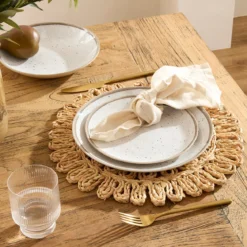 Dapple White Bamboo Melamine Outdoor Dinnerware