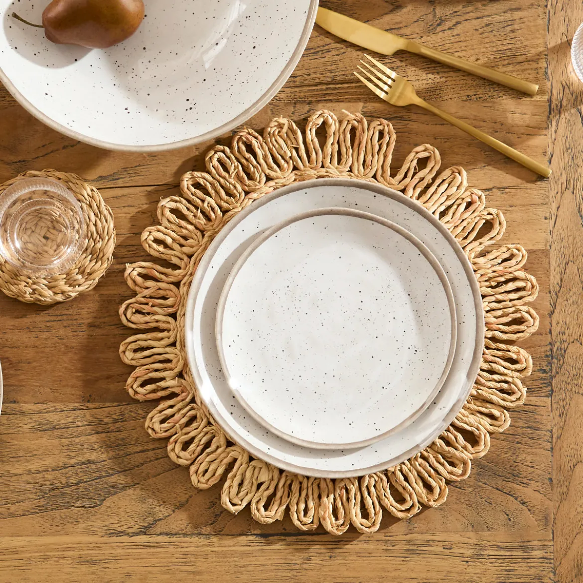 Dapple White Bamboo Melamine Outdoor Dinnerware