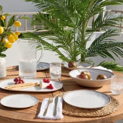 Dapple White Bamboo Melamine Outdoor Dinnerware