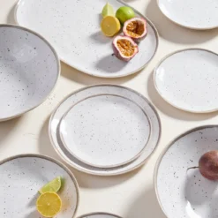 Dapple White Bamboo Melamine Outdoor Serveware