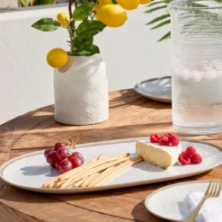 Dapple White Bamboo Melamine Outdoor Serveware
