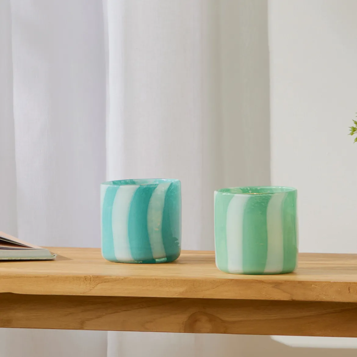 Dash Stripe Glass Candle Holder