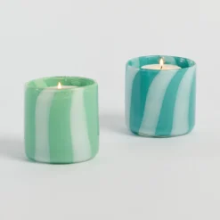 Dash Stripe Glass Candle Holder