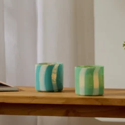 Dash Stripe Glass Candle Holder